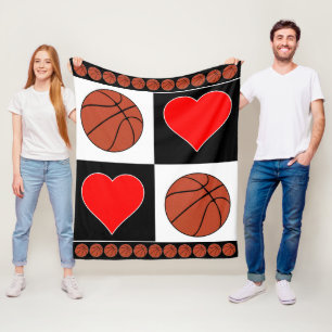 Niedliches Schachbrett-Muster für Herz- und Basket Fleecedecke