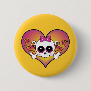Niedliches Schädelherz Button