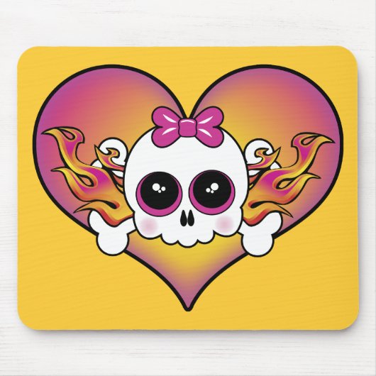 Niedliches Schädelherz Mousepad (Vorne)