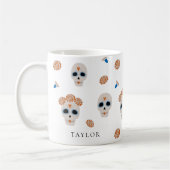 Niedliches Schädelmuster | Modernes Halloween Kaffeetasse (Links)