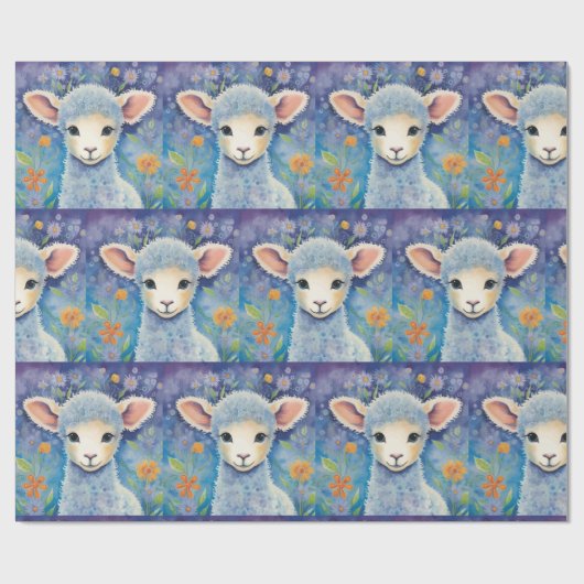 Niedliches Schaf für Kinder im Frühling Geschenkpapier (Flach)