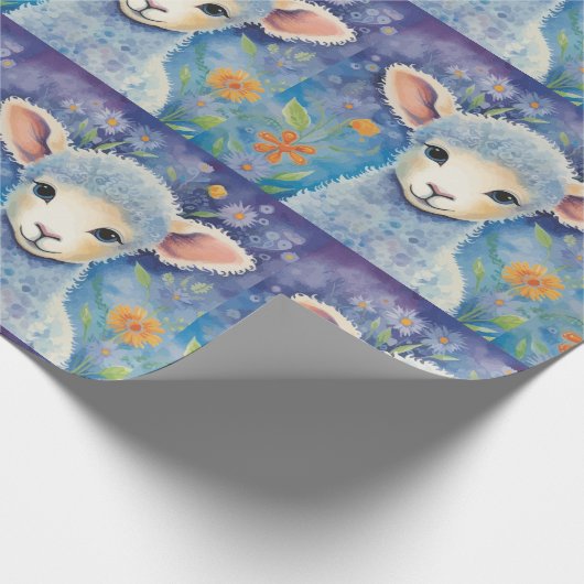 Niedliches Schaf für Kinder im Frühling Geschenkpapier (Ecke)