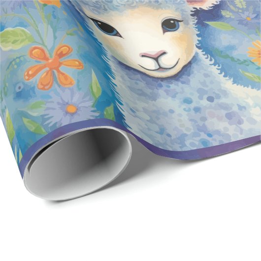 Niedliches Schaf für Kinder im Frühling Geschenkpapier (Rolleneckpunkt)