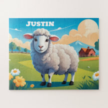 Niedliches Schaf in der Farm Personalisiertes Kind