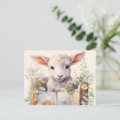 Niedliches Schaf in einer Schachtel Postkarte (Stehend Vorderseite)