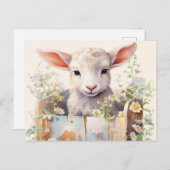 Niedliches Schaf in einer Schachtel Postkarte (Vorne/Hinten)