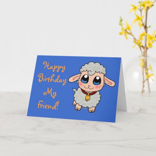 Niedliches Schaf Karte (Gelbe Blume)