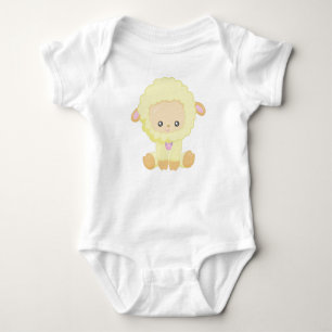 Niedliches Schaf, kleines Schaf, Babyschaf, gelbes Baby Strampler