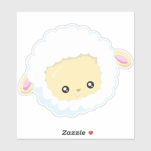 Niedliches Schaf, kleines Schaf, Babyschaf, weißes Aufkleber (Blatt)