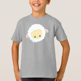 Niedliches Schaf, kleines Schaf, Babyschaf, weißes T-Shirt