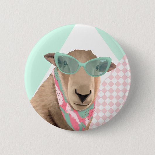 Niedliches Schaf mit Brille Button (Vorderseite)