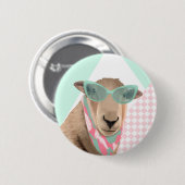 Niedliches Schaf mit Brille Button (Vorne & Hinten)