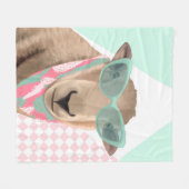 Niedliches Schaf mit Brille Fleecedecke (Vorderseite (Horizontal))