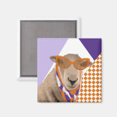 Niedliches Schaf mit Brille Magnet (Vorderseite/Rückseite)