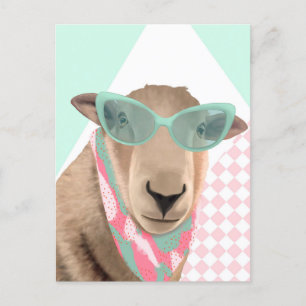 Niedliches Schaf mit Brille Postkarte