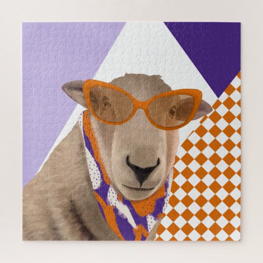 Niedliches Schaf mit Brille Puzzle (Vertikal)