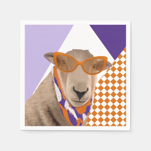 Niedliches Schaf mit Brille Serviette (Vorderseite)