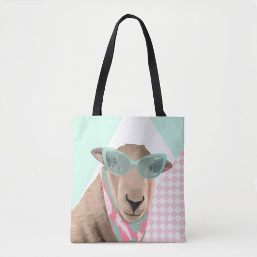 Niedliches Schaf mit Brille Tasche (Vorderseite)