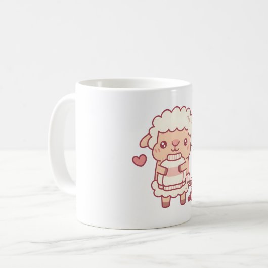 Niedliches Schaf mit Wollpulli Kaffeetasse (Vorderseite Links)