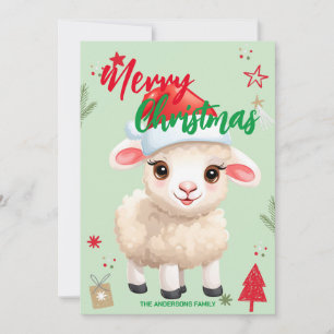 Niedliches Schaf RAM-Weihnachtsfeiertagname Feiertagskarte