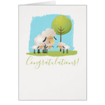 Niedliches Schaf und drei Lämmer Neue Triole Babys