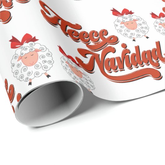 Niedliches Schaf und Fleece Navidad Geschenkpapier (Rolleneckpunkt)