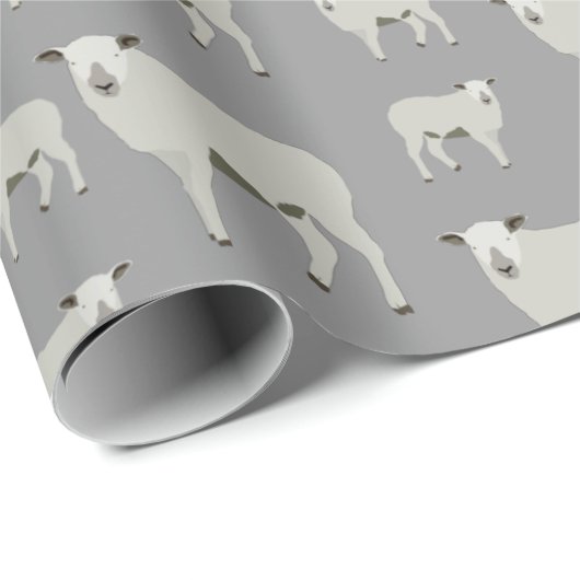 Niedliches Schaf- und Lammentenmuster Geschenkpapier (Rolleneckpunkt)