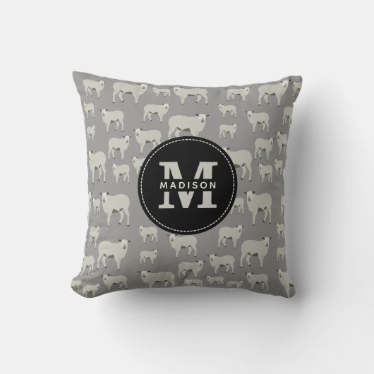 Niedliches Schaf- und Lammentenmuster Kissen (Vorderseite)