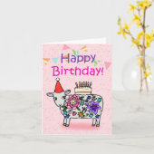 Niedliches SchafLamb Barnyard Funny Maximalist Geb Karte (Gelbe Blume)