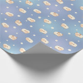 Niedliches Schafmuster auf blauem Muster Geschenkpapier (Ecke)
