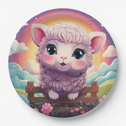 Niedliches Schafpapier Pappteller (Vorderseite)