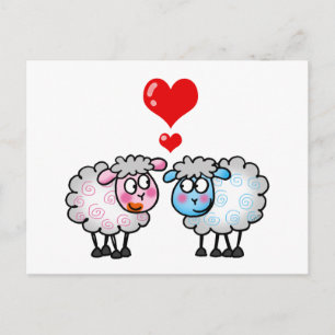 Niedliches Schafskuppel mit Herz - Liebe Postkarte