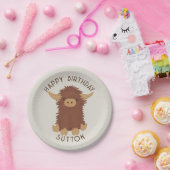 Niedliches, schaghaftes Modell der Highland-Kuh Pappteller (Party)