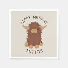 Niedliches, schaghaftes Modell der Highland-Kuh Serviette