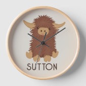 Niedliches, schaghaftes Modell der Highland-Kuh Uhr (Vorderseite)