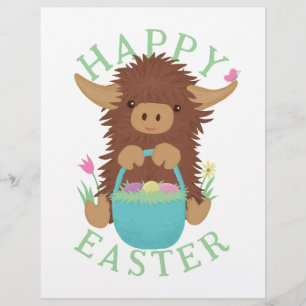 Niedliches, schagiges Hochland-Kuh-Osterkorb-Desig Flyer