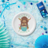 Niedliches, schagiges Hochland-Kuh-Osterkorb-Desig Pappteller (Party)