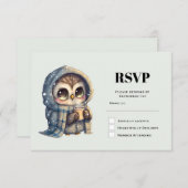 Niedliches Schale im Winter mit Kaffee RSVP Karte (Vorne/Hinten)