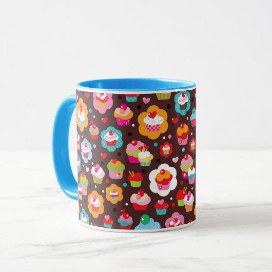 Niedliches Schalen-Kuchen-Muster Tasse (Vorderseite Links)