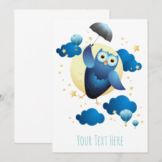 Niedliches Schälling mit Schirm Einladung (Vorne/Hinten)