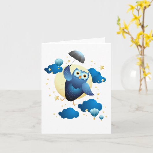 Niedliches Schälling mit Schirm Karte (Gelbe Blume)