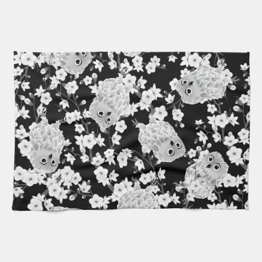 Niedliches Schälmuster Schwarz-Weiß Handtuch (Horizontal)