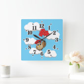 Niedliches Schellen mit Herzblasen Quadratische Wanduhr (Zuhause)