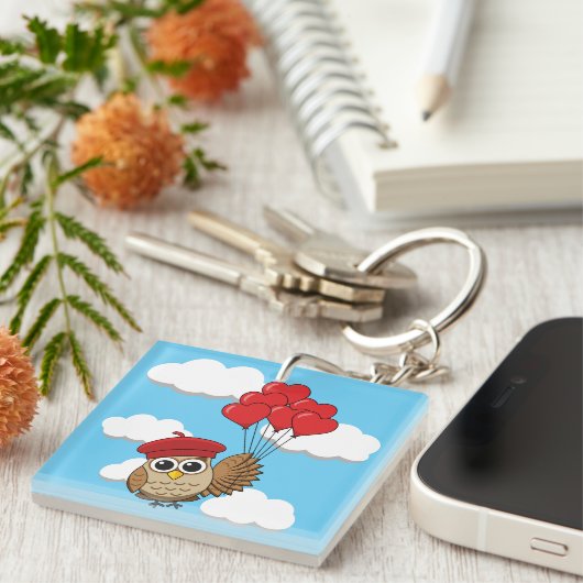 Niedliches Schellen mit Herzblasen Schlüsselanhänger (Vorderseite rechts)