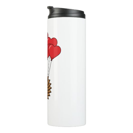 Niedliches Schellen mit Herzblasen Thermosbecher (Nach rechts gedreht)