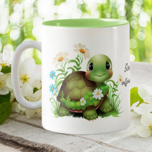 Niedliches Schildkrötenlangsames und gedämpftes We Zweifarbige Tasse
