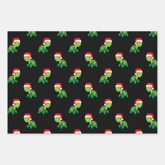 Niedliches Schildkrötentier Frohe Weihnachten Weih Geschenkpapier Set (Vorderseite 3)