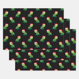 Niedliches Schildkrötentier Frohe Weihnachten Weih Geschenkpapier Set