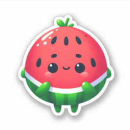 niedliches schimmerndes Kawaii-Wassermelone Aufkleber