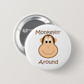 Niedliches Schimpanse-Button Button (Vorne & Hinten)